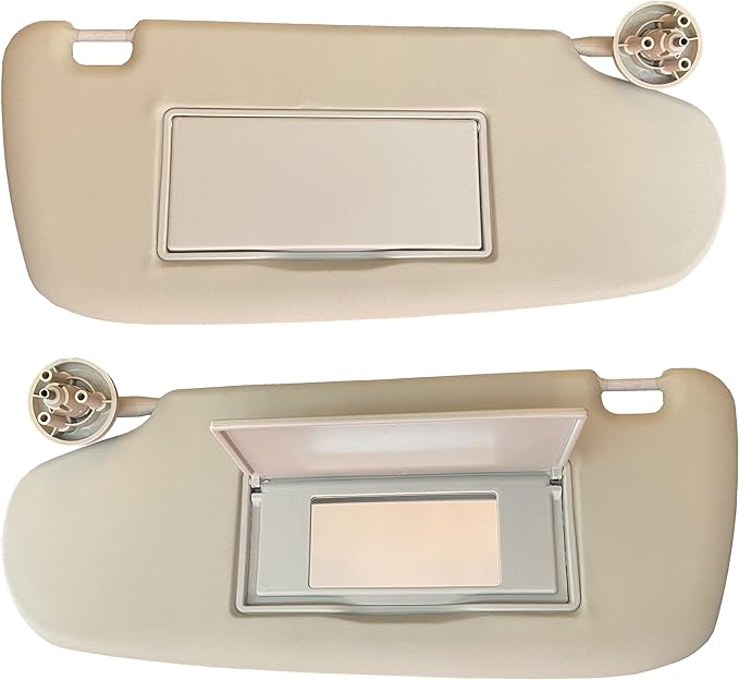 Sun Visor for Dodge Ram 1500 2500 3500 2002 2003 2004 2005 2006 2007 2008 2009 Driver and Passenger Sides Left + Right Beige Set Pair 2M PLASTIC