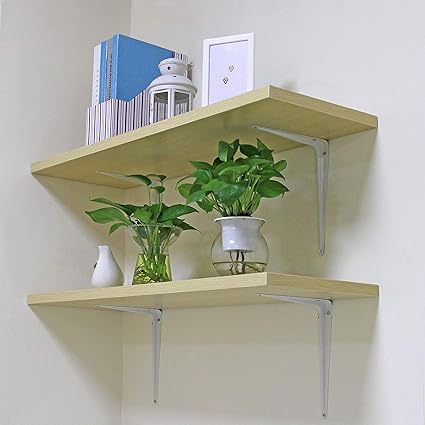 Shelf Brackets White 8 x 10 inches Pack of 2 - Bracket Supports for DIY Hanging Shelves Heavy Duty