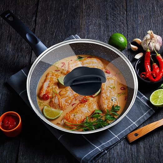 Tempered Glass Pan Lid, 8" Pot Lid with Heat Resistant Handle, Pan Cover for Frying Pan, Skillet, Cast Iron, Wok, Universal Cookware