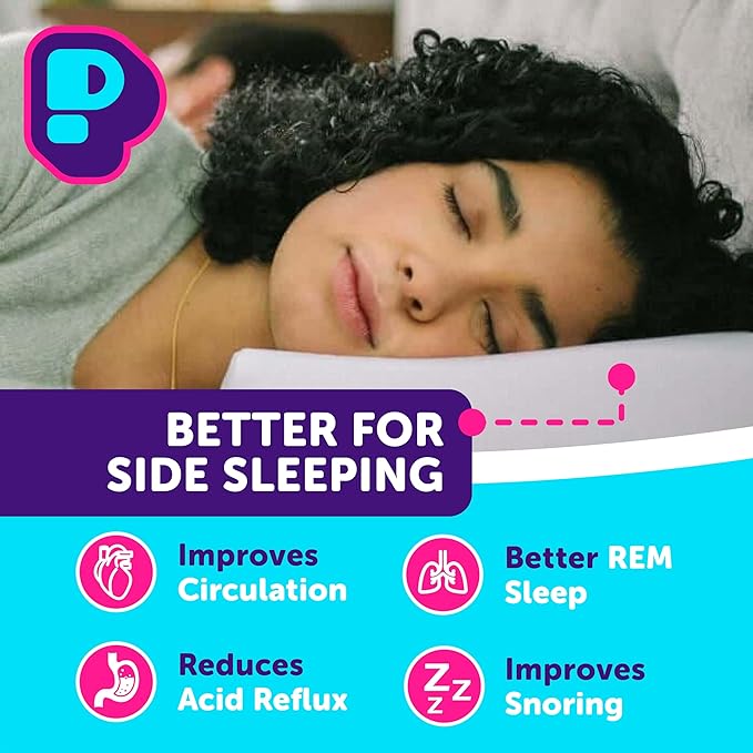 Pillow Cube Side Cube - 5" Cube Pillows for Side Sleepers, Cooling Memory Foam Pillows for Neck and Shoulder Pain - King, Queen, Twin 24"x12"x5"