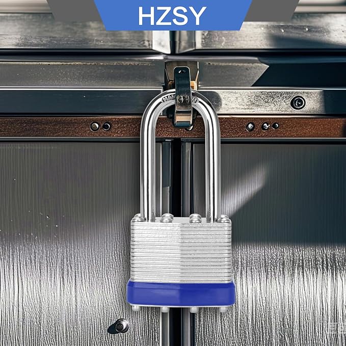 Padlocks Keyed Alike, Pack of 2, Laminated Steel Keyed Lock (1-9/16", 40mm), Padlocks with Same Key, Long Shackle, for Toolbox, Locker & StorageUnit or More