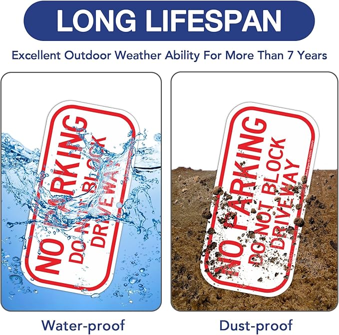 2 Pack No Parking Sign, Do Not Block Driveway Sign, Rust Free .40 Aluminum 12 x 6 Inches, UV Protected, Weather Resistant, Waterproof, Durable Ink?Easy to Mount