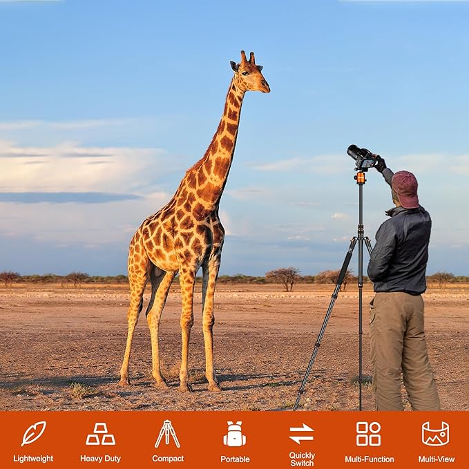 8085 inches Heavy Duty Tripod for Camera and Phone, 85" Camera Monopod Tripods, DSLR Binoculars Spotting Scope Camcorders Video Tripod Stand, 360 Degree Ball Head, 35 lbs Loads