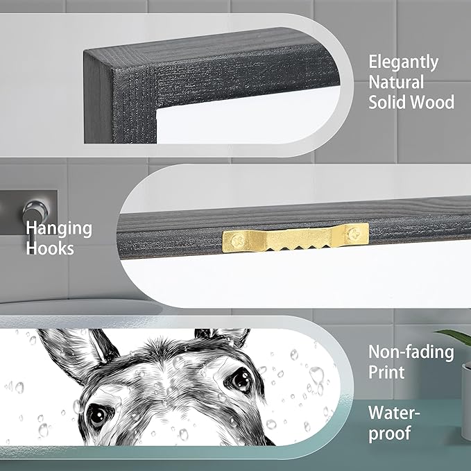 Framed Bathroom Wall Art, Donkey in Bathroom for Bathroom Wall Decor Farmhouse Home Bathroom Decor Sets Funny Bathroom Signs (8"x10",Black)