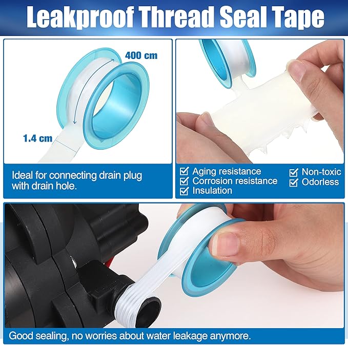 Dreyoo 12 Inch x 14 NPT Barb Elbow and Straight Swivel Adapter RV Water Pump Fittings with Thread Seal Tape, Female Threaded Pex for Strainer (Straight) (Dreyoo-Fittings-2354)