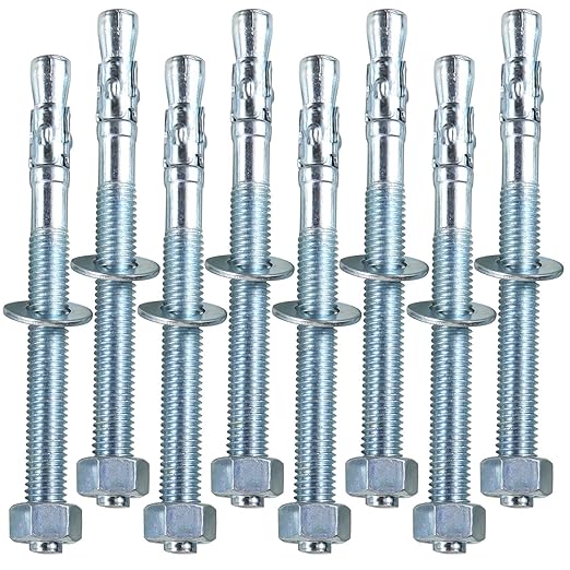 12"x6" Wedge Anchor by Zinced of Heavy-Duty Fastener for Cement and Concrete (8pcs Pack)
