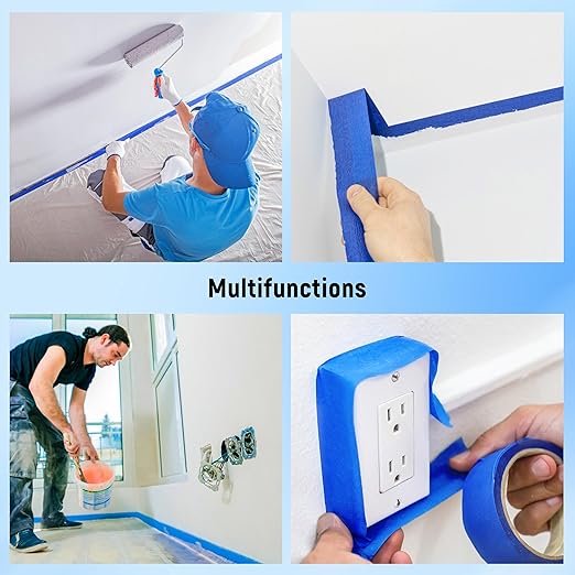 Painters Tape, 9 Rolls Masking Tape, Masking Master with Adhesive Backing, Blue Tape for Home, Office, School Stationery, DIY Art, Crafts, Labeling (0.94Inch X 180 FT), Total 1624 FT