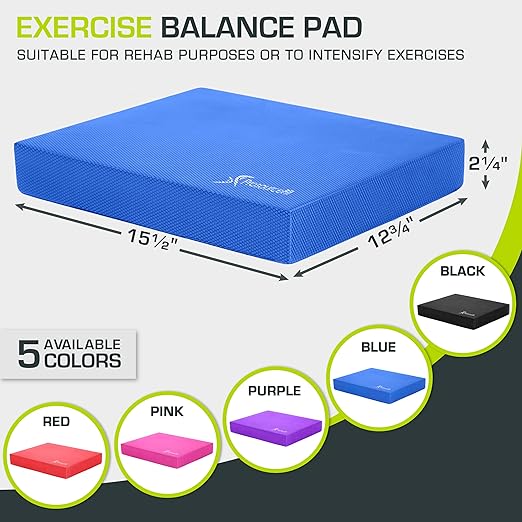 ProsourceFit Exercise Balance Pad Non-Slip Cushioned Foam Mat & Knee Pad for Fitness and Stability Training, Yoga, Physical Therapy 15.5�x12.75�