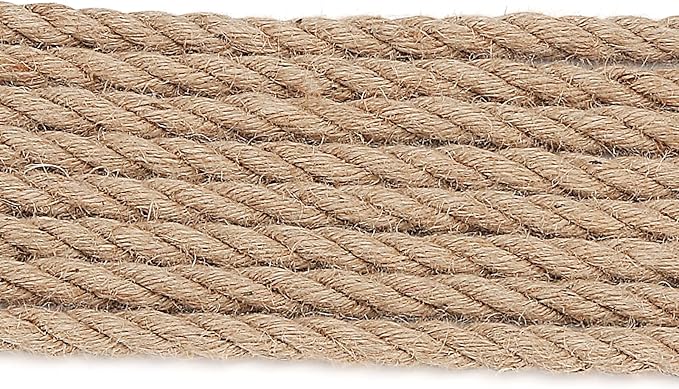 100 Feet 1/2 Inch Jute Rope, 12mm Thick Natural Hemp Rope, 3 Ply Twisted Braided Manila Nautical Rope Hemp Twine Cord for Crafts Gardening Bundling Decorating Camping