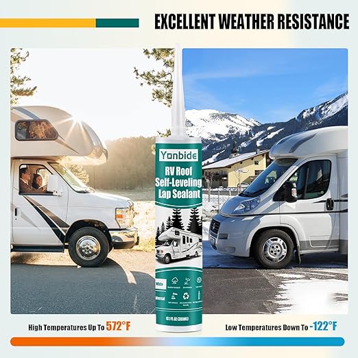 RV Silicone Sealant,RV Roof Self-Leveling Lap Sealant RV Caulk Sealant, RV White Flex Repair Caulking Lap Sealant for Rubber Roof on Motorhomes, Trailers, Campers (4 Pack)