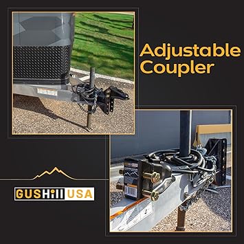 USA GH25330 Channel-Mount Adjustable Trailer Coupler, 2-516-Inch Hitch Ball, 14,000 lbs, Black