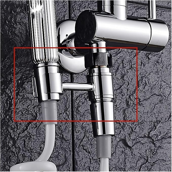 Shower Bathroom valve attachment Black/chrome brass with shower hose connector Mounting 360° swivelling 1pcs(Gun Grey)