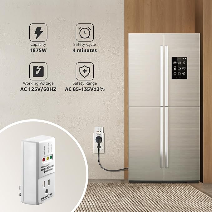 1875 Watts Refrigerator Voltage Protector Brownout Surge Appliance (New Model)