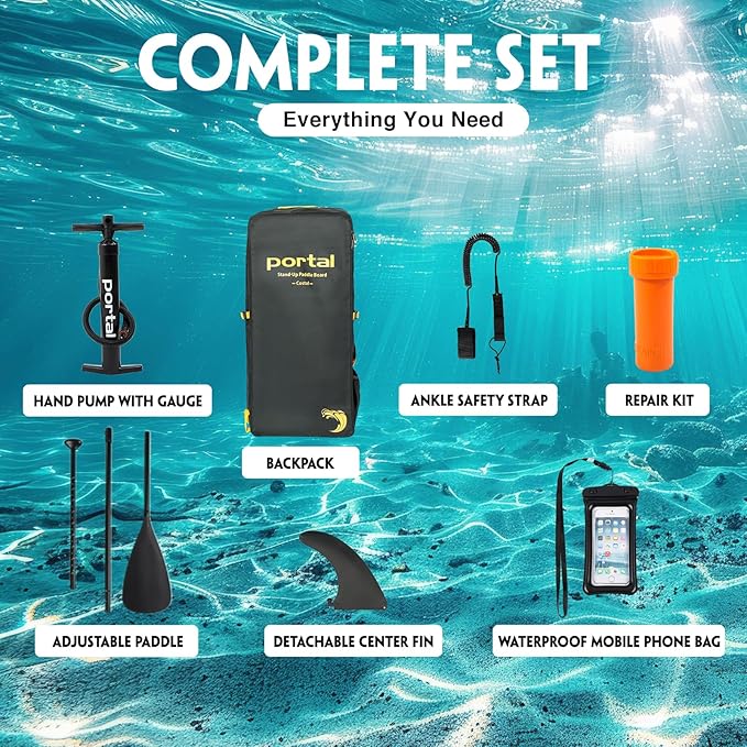 PORTAL SUP Inflatable Paddle Board for Adults 10'6'' Stand Up Paddleboard,Non-Slip Deck Blow up Paddle Boards with Adjustable Paddle.