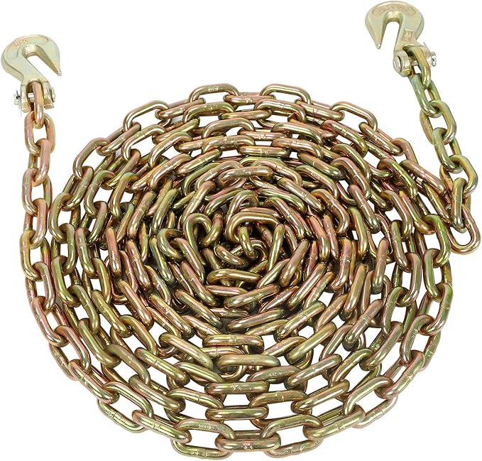 516" x 20' Grade 70 Transport Binder Chain with G70 Clevis Grab Hooks 4,700 Safe Working Load for Load Tie-Down Fixed Cargo Flatbed Truck Trailer Chain-1Pack