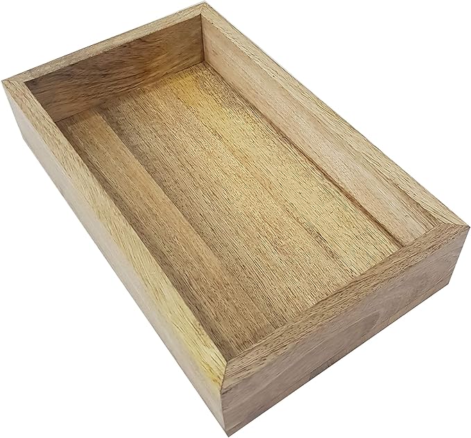 Wood Serving Tray Home Decorative Wooden Rectangle Antique Handmade Mango Wood Guest Towel Holder Vanity Tray Bathroom Accessory Trays Brown 10 x 6 inches