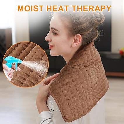 Heating Pad-Electric Heating Pads for Back,Neck,Abdomen,Moist Heated Pad for Shoulder,Knee,Hot Pad for Arms and Legs,DryMoist Heat Auto Shut Off(Brown, 12''24'')