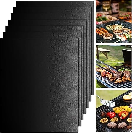 Grill Mats for Outdoor Grill - Set of 7 BBQ Grill Mat 16 X 13 Inch Reusable, 100 Non-Stick Grilling Mats for Outdoor Grill Grill Mats for Grilling BBQ Mat Grilling Accessories