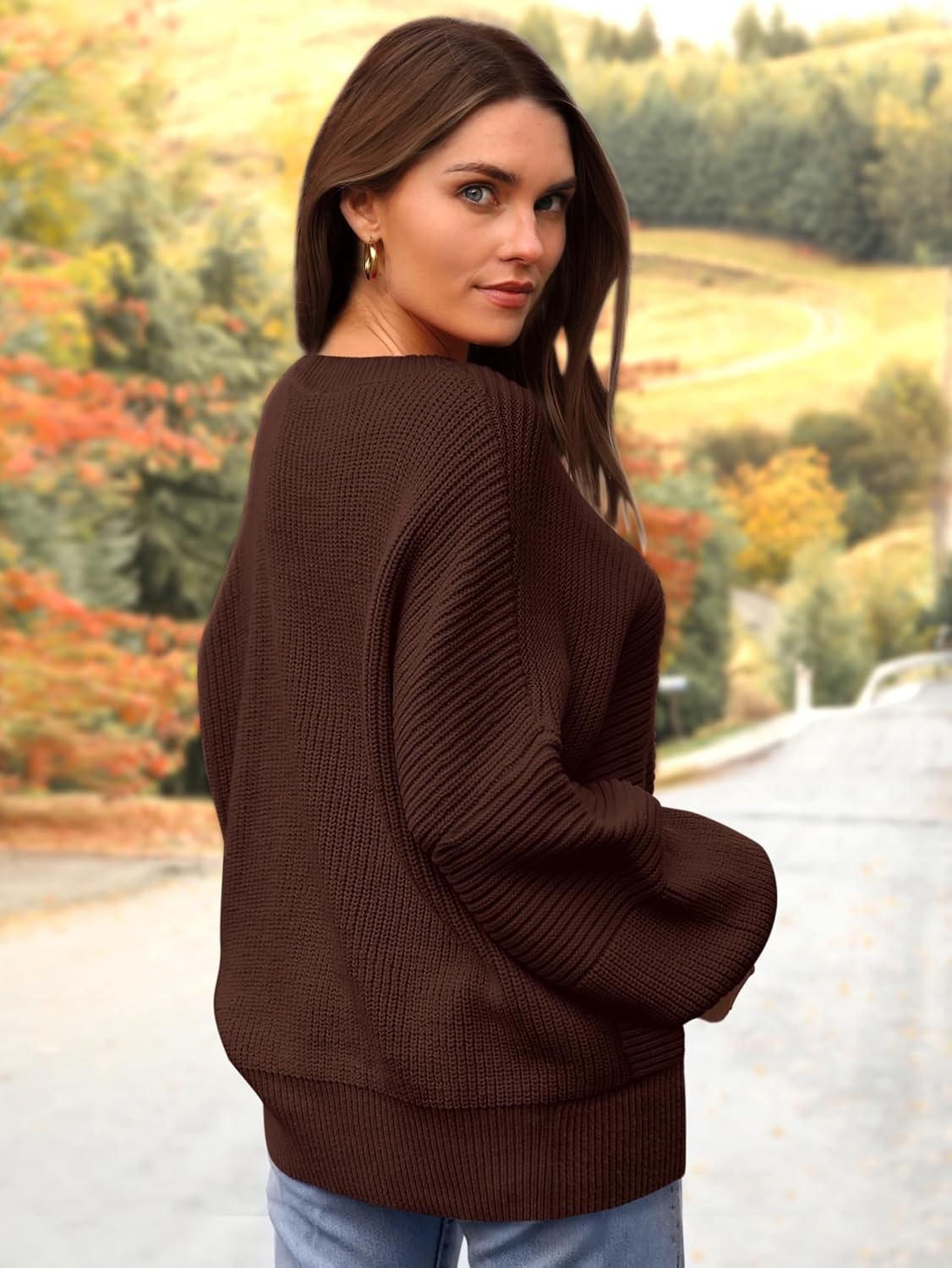 PRETTYGARDEN Womens Sweaters Fall 2025 Lantern Long Sleeve Oversized Sweater Casual Crewneck Chunky Knit Ribbed Pullover Tops