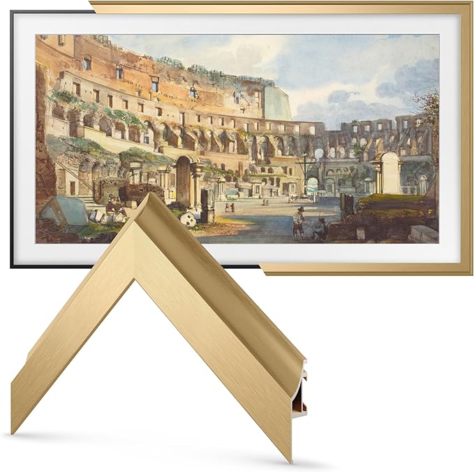 Frame My TV Deco TV Frames Alloy Scoop - Pale Gold Bezel Compatible ONLY with Samsung The Frame TV and Pro (32", Fits 2021-2025)