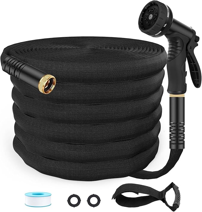 Flexible Garden Hose 25ft, Lightweight Water Hose with 10 Function Spray, Portable Water Pipe Leak-Proof Kink Free Non-Shrinking Drinking Water Safe Hose Durable for Car Wash Patio Yard House Camping
