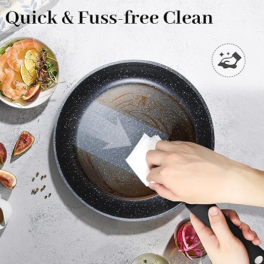 5PCS Pots and Pans Set Non Stick, Kitchen Cookware Sets with Detachable Handle, Ceramic Cookware Sets, Non Stick RV Cookware Cooking Set, Dishwasher & Oven Safe, PFOA Free, Black