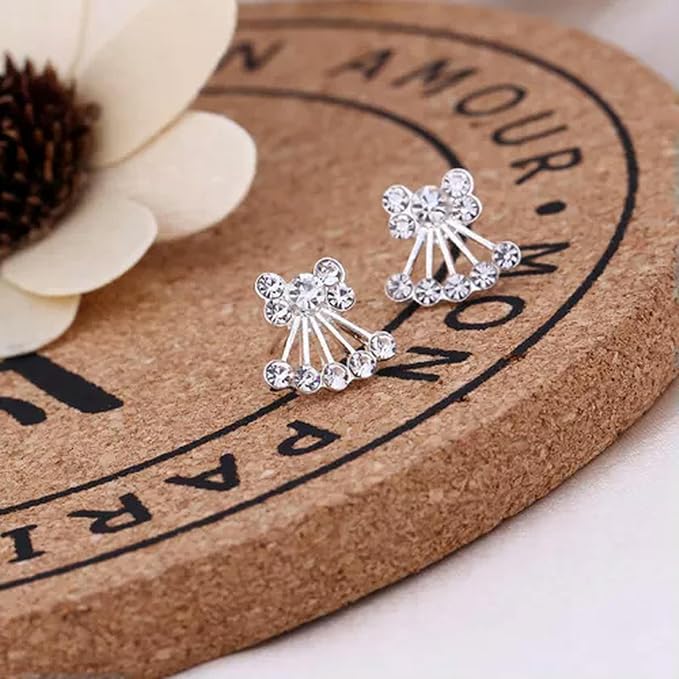 1Pair Stud Silvery Earrings Shining Fashion Women Heart Bow Earrings Jewelry-02