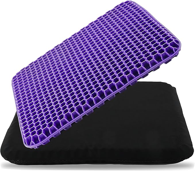 Ergonomic Gel Seat Cushion for Long Sitting, Tailbone and Coccyx Pain Relief, Office Chair Comfort, Wheelchair Pad, Chair Cushion for Back Support, Comfort Wheelchair Seat Cushions (Light Purple)