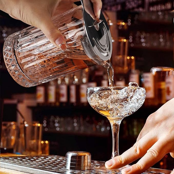 Cocktail Mixing Glass - Premium 21oz - Solid, Stable, Sturdy Hand Blown Crystal - Professional Quality Barware - Gift for Wedding, Anniversary, Birthday, Father's Day