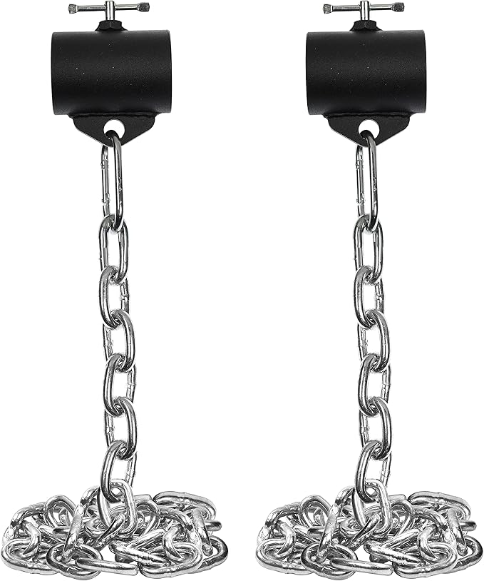 Logest Weight Lifting Chains with Collars - 1 Pair Available in 45LBS Steel Workout Chains - Fitness Equipment for Deadlifts Bench Presses and More Targets Back Legs Core Weight Chains