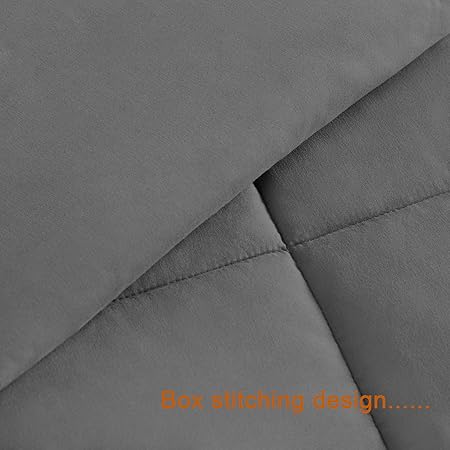 NTBAY Down Alternative All Season Twin (68x90) Bedding Comforter, Microfiber Lightweight and Machine Washable Quilted Bed Duvet Insert with Corner Tabs, Dark Grey AUSNTMFQU-T-SH