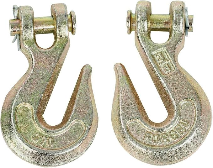 LucaSng 2Pcs 3/8 Inch Clevis Grab Hooks Grade 70 Transport Chain Hook, 7500 lbs WLL, Yellow Zinc Finish