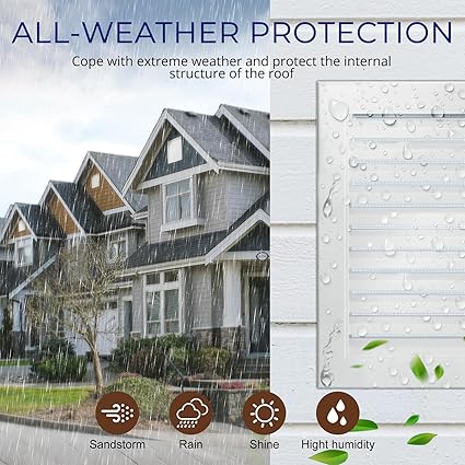 12" X 18" Attic Vent Aluminum Gable Vents for Houses Gable Vent Shed Vents Cover Exterior with Screen Mesh Alloy Wall Vent Ventilation for Home Garage Attic Ceiling - Vent Opening: 10" x 16" White