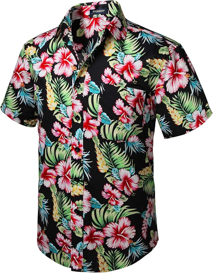 Hawaiian Shirt for Men Short Sleeve Button Down Shirt Men Casual Summer Tropical Beach Aloha Shirts for Men Hawaii Party