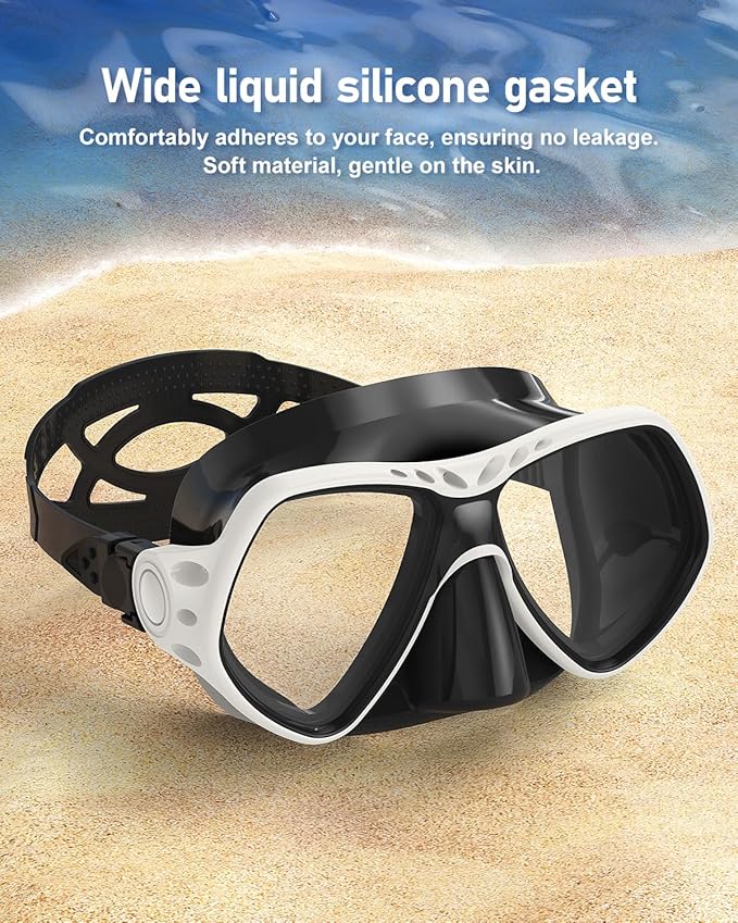 Swim Goggles with Nose Cover,180A Clear View Coating Tempered Glass with Anti-Fog Scuba Diving Swim Mask for Adults Youth