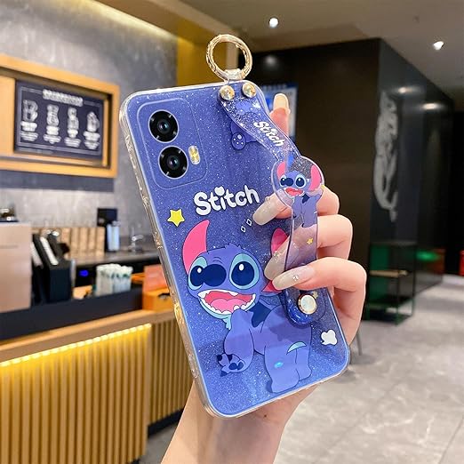 for Motorola Moto G Stylus 5g 2024 Case 6.7" Wrist Strap Cute Cartoon Phone Case for Women Girls Aesthetic Design TPU Shockproof Protective Case (Stit 1)
