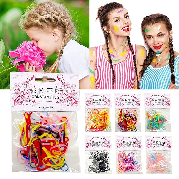 Womens Barrettes Large Girl Colorful Fashion Disposable Rubber Band Elastic Hair Band Thin Small Ponytail Hair Elastics Daily Life Big Size Hair Clips for Baby Girls Non Slip