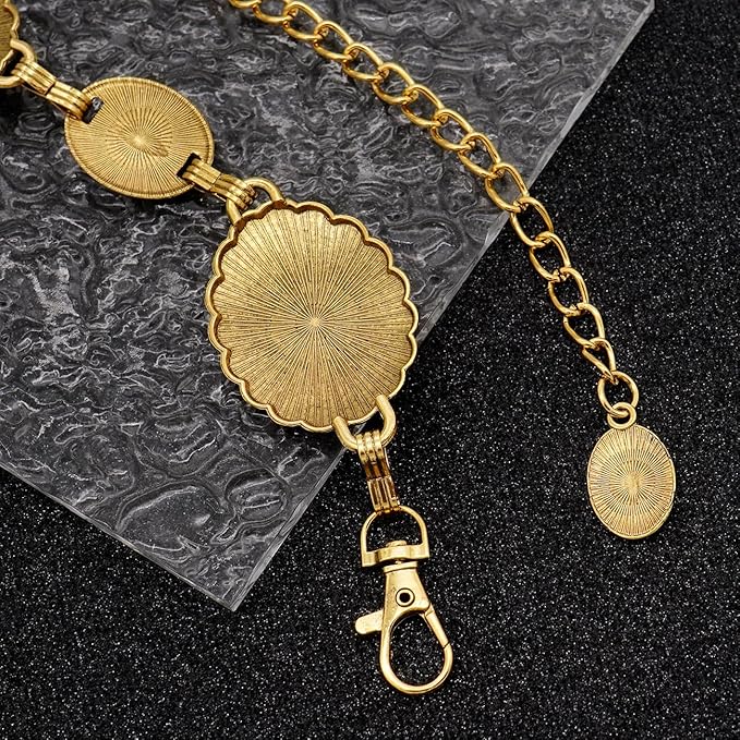 Women's Concho Chain Belt Western Cowgirl Metal Waist Chain Belt for Dress