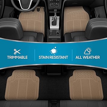 BDK Heavy Duty 4pc Front Rear Rubber Floor Mats for Car SUV Van Truck-All Weather Protection Universal Fit