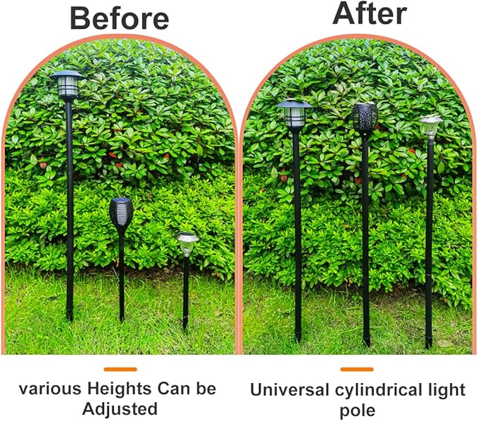 ZOOHAR Outdoor Light Pole Extension Kit - 55"4.6FT Stainless Steel with ABS Stakes, for Enhancing Garden Lights and Torches, Garden, Patio, Parties, Wedding,1.2in Diameter (2 Sets, 10 pcs)