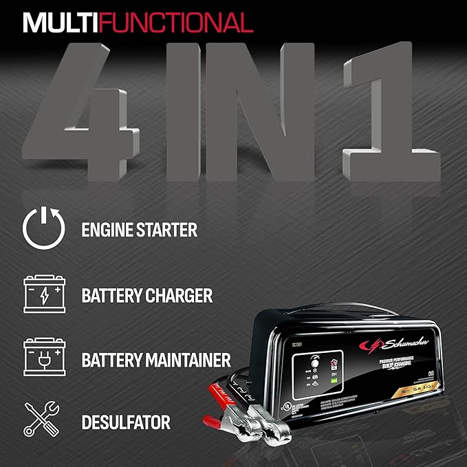 Schumacher Electric 50A 12V Car Battery Charger, Engine Starter Maintainer - Fully Automatic Battery Charger for Cars, Trucks RVs - 6A Charge 2A Maintain 10A Boost Modes - SC1361