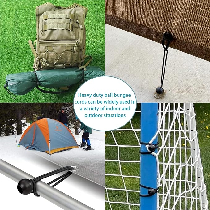 Ball Bungee Cords 20Pcs 6 Inches Bungee Cord with Balls for Camping, Tents, Cargo, Holding Wire and Hoses