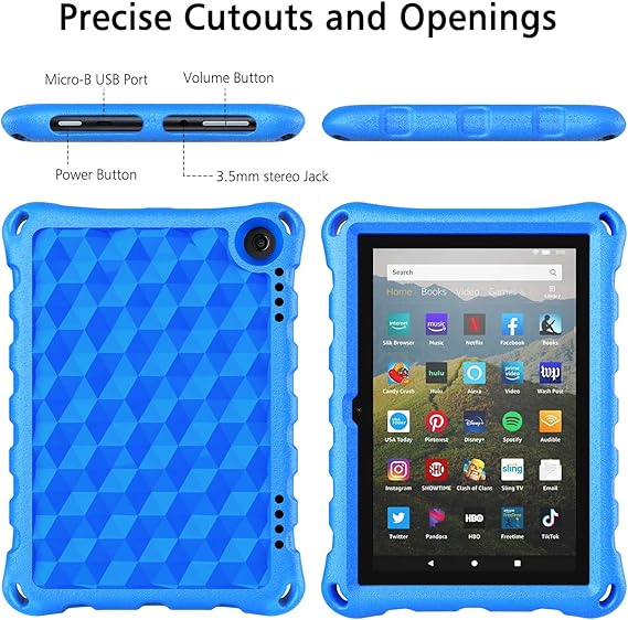 Fire HD 8 Tablet Case,Kindle Fire 8 Case,Fire Tablet 8 Case Kids(12th/10th Generation,2024/2022 Release),DiHines Kid-Proof Case for Fire HD 8 Plus Tablet, Blue