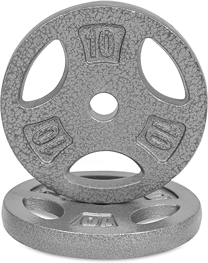 WF Athletic Supply Cast Iron 1-Inch Standard Grip Weight Plate for Strength Training, Charcoal or Gray Color - Pair