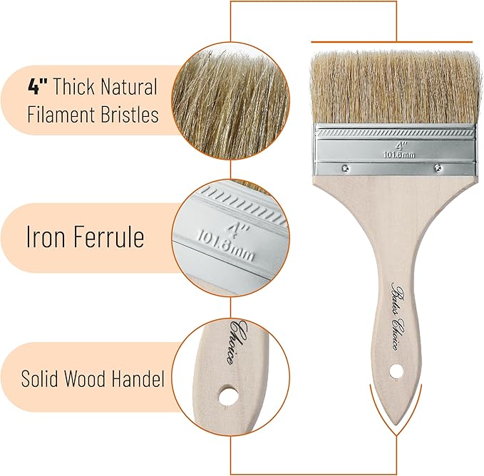 Bates- Chip Paint Brushes, 4 Inch, 12 Pack, Chip Brush, Brushes for Painting, Paint Brushes, Stain Brushes for Wood, Natural Bristle Paint Brush, 4 Inch Paint Brush, Chip Paint Brushes for Paint