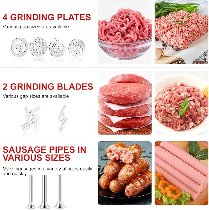 Stainless Steel Food Grinder Attachments for KitchenAid Stand Mixers and Cuisinart Stand Mixers SM-50. Meat Grinders, Sausage Stuffer, Food Processor. Durable Perfect Attachments for Kitchen aid Mixer