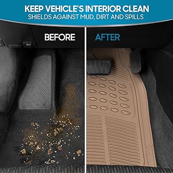 BDK Heavy Duty 4pc Front Rear Rubber Floor Mats for Car SUV Van Truck-All Weather Protection Universal Fit