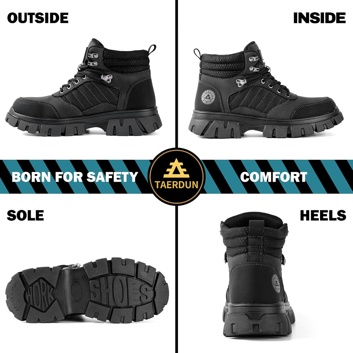 Steel Toe Boots for Men Waterproof Work Safety Shoes Non-slip Breathable Comfort Lightweight, Industrial & Construction Shoes, Indestructible Welding Boots Boots Botas de Trabajo Puncture Proof Shoes