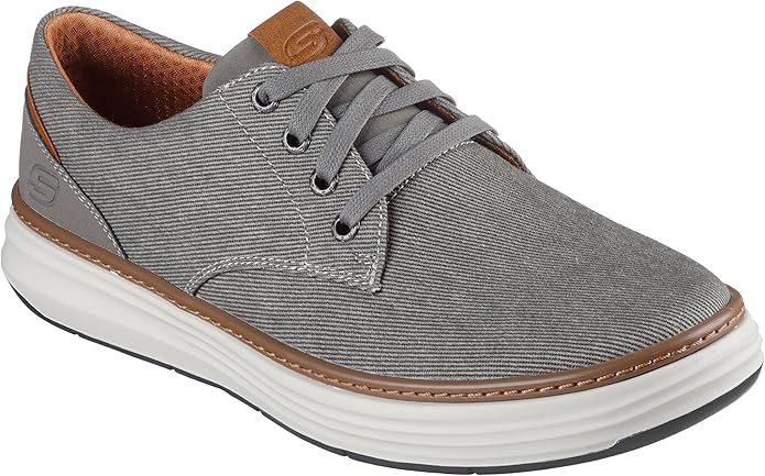 Skechers Ederson Men's Moreno Canvas Oxford Shoe, Beige, 11.5