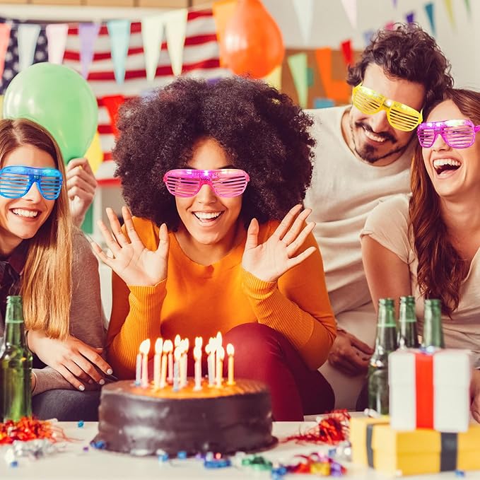 15 Pack Light Up Glasses 5 Colors LED Glasses Glow in The Dark Party Supplies for Kids Adults 80s Shutter Shades Neon Party Favors